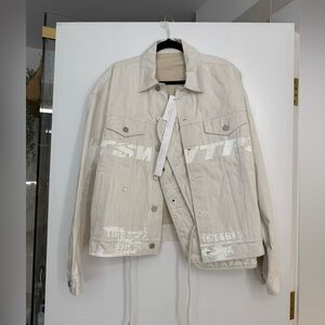 ttswtrs paintbrush denim jacket beige unisex